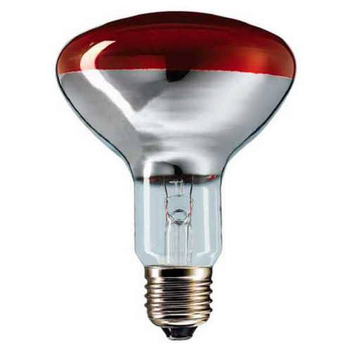 Philips Infrarotlampe 150 Watt BR125IR E27 Kolben silber Front rot