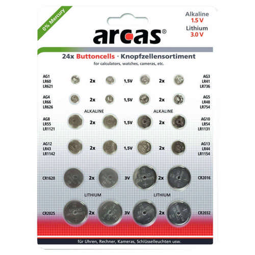 Knopfzelle Sortiment Batterien 24er Set