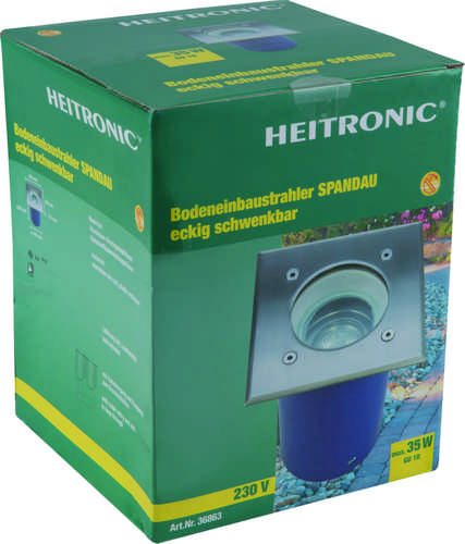 HEITRONIC - Bodeneinbaustrahler SPANDAU eckig 2900 Kelvin